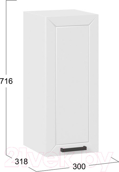 Изображение товара Шкаф навесной для кухни ТриЯ Лорас 1В3 (белый/холст белый)