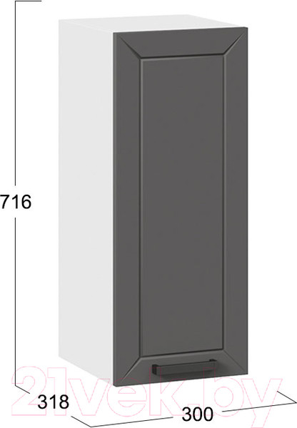 Изображение товара Шкаф навесной для кухни ТриЯ Лорас 1В3 (белый/холст вулкан)