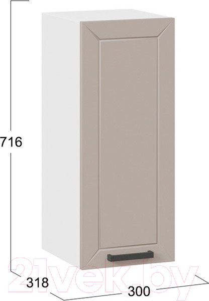 Изображение товара Шкаф навесной для кухни ТриЯ Лорас 1В3 (белый/холст латте)