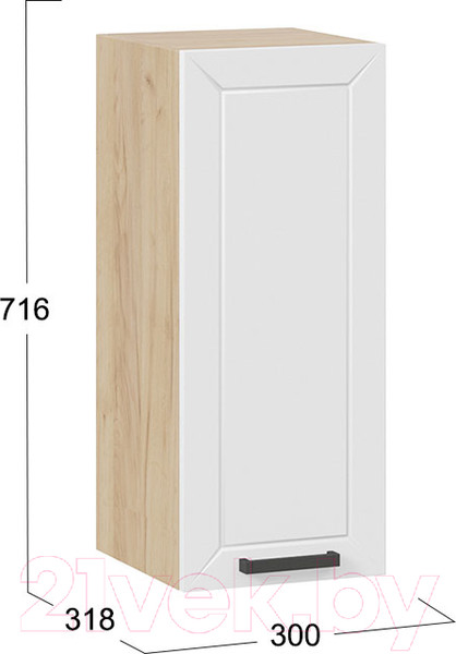 Изображение товара Шкаф навесной для кухни ТриЯ Лорас 1В3 (дуб крафт золотой/холст белый)