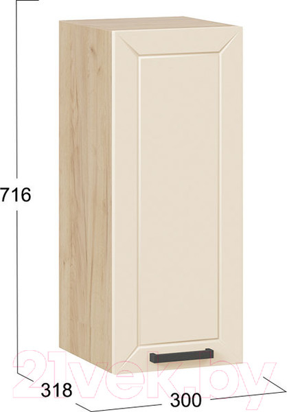 Изображение товара Шкаф навесной для кухни ТриЯ Лорас 1В3 (дуб крафт золотой/холст брюле)