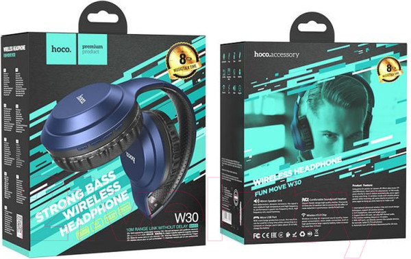 Изображение товара Беспроводные наушники Hoco W30  (синий)