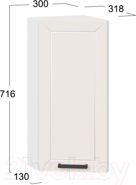 Изображение товара Шкаф навесной для кухни ТриЯ Лорас 1В3Т (белый/холст брюле)
