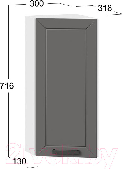 Изображение товара Шкаф навесной для кухни ТриЯ Лорас 1В3Т (белый/холст вулкан)