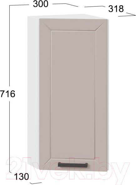 Изображение товара Шкаф навесной для кухни ТриЯ Лорас 1В3Т (белый/холст латте)