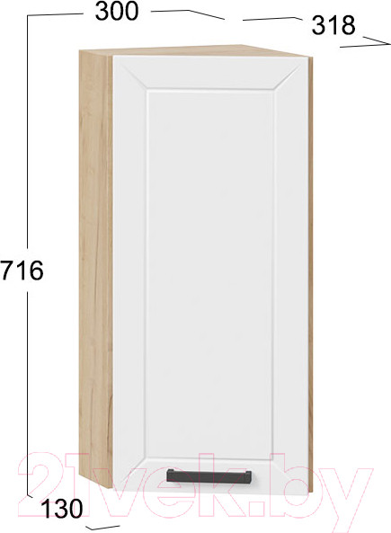 Изображение товара Шкаф навесной для кухни ТриЯ Лорас 1В3Т (дуб крафт золотой/холст белый)