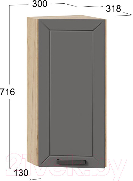 Изображение товара Шкаф навесной для кухни ТриЯ Лорас 1В3Т (дуб крафт золотой/холст вулкан)