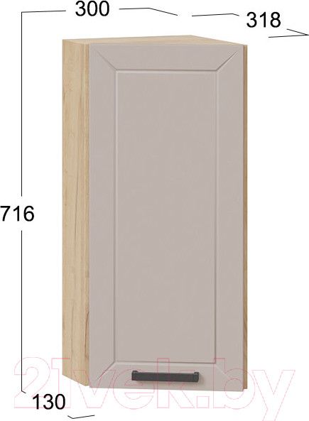 Изображение товара Шкаф навесной для кухни ТриЯ Лорас 1В3Т (дуб крафт золотой/холст латте)