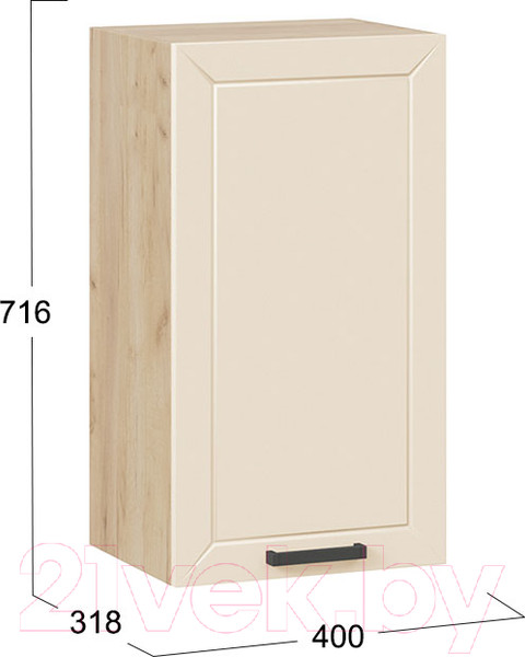 Изображение товара Шкаф навесной для кухни ТриЯ Лорас 1В4 (дуб крафт золотой/холст брюле)