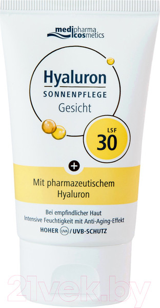 Изображение товара Крем солнцезащитный Medipharma Cosmetics Hyaluron Для лица LSF 30 (50мл)