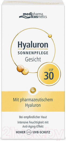 Изображение товара Крем солнцезащитный Medipharma Cosmetics Hyaluron Для лица LSF 30 (50мл)
