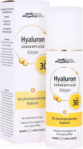 Изображение товара Крем солнцезащитный Medipharma Cosmetics Hyaluron Для тела LSF 30 (150мл)