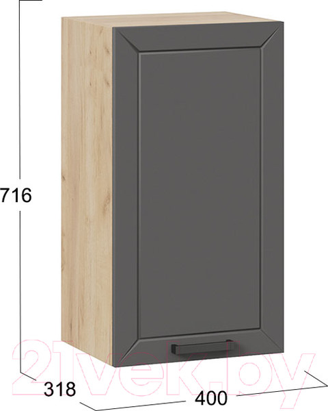 Изображение товара Шкаф навесной для кухни ТриЯ Лорас 1В4 (дуб крафт золотой/холст вулкан)