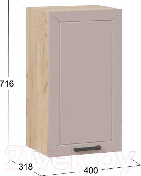 Изображение товара Шкаф навесной для кухни ТриЯ Лорас 1В4 (дуб крафт золотой/холст латте)