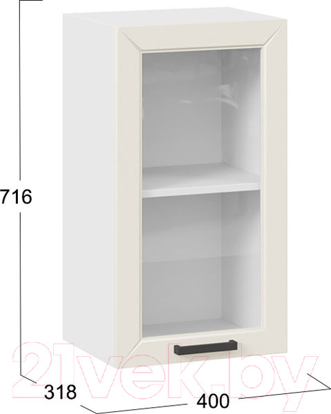 Изображение товара Шкаф навесной для кухни ТриЯ Лорас 1В4С (белый/холст брюле)