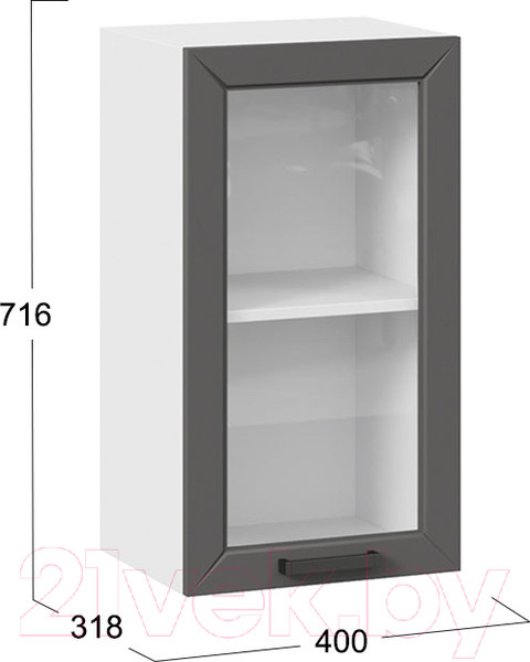 Изображение товара Шкаф навесной для кухни ТриЯ Лорас 1В4С (белый/холст вулкан)