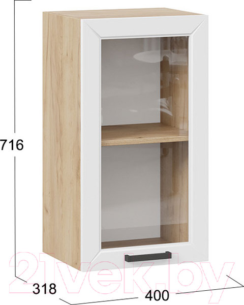 Изображение товара Шкаф навесной для кухни ТриЯ Лорас 1В4С (дуб крафт золотой/холст белый)