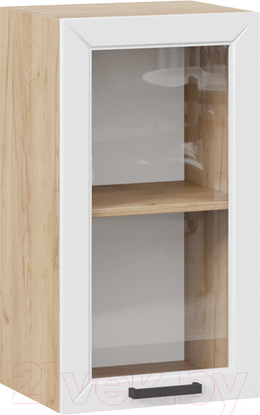 Изображение товара Шкаф навесной для кухни ТриЯ Лорас 1В4С (дуб крафт золотой/холст белый)