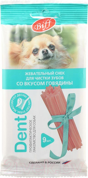 Изображение товара Лакомство для собак TiTBiT Dent Жевательный снек со вкусом говядины для мелких собак (63г)