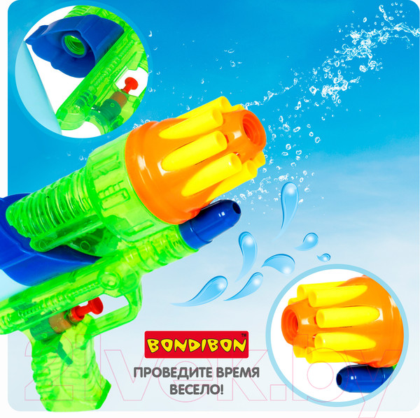 Изображение товара Бластер игрушечный Bondibon Водный пистолет. Наше лето / ВВ2858-Б (голубой/зеленый)