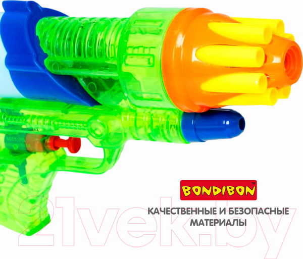 Изображение товара Бластер игрушечный Bondibon Водный пистолет. Наше лето / ВВ2858-Б (голубой/зеленый)
