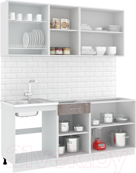 Изображение товара Кухонный гарнитур Кортекс-мебель Корнелия Лира-лайт 1.9м без столешницы (капучино/оникс)