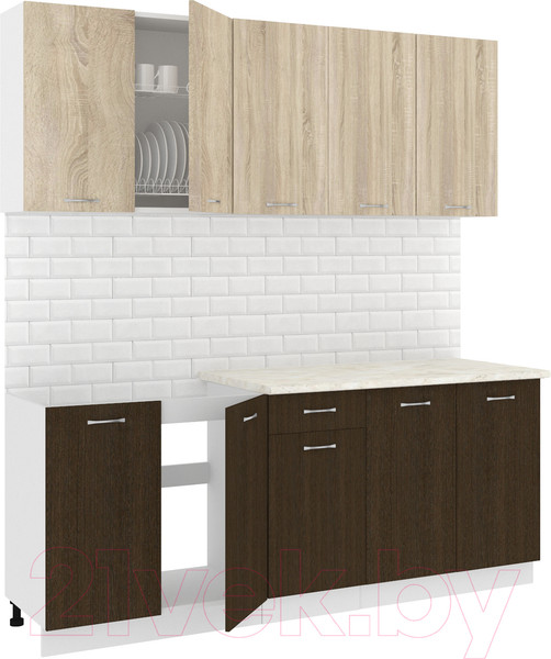 Изображение товара Кухонный гарнитур Кортекс-мебель Корнелия Лира-лайт 2.0м (дуб сонома/венге/королевский опал)