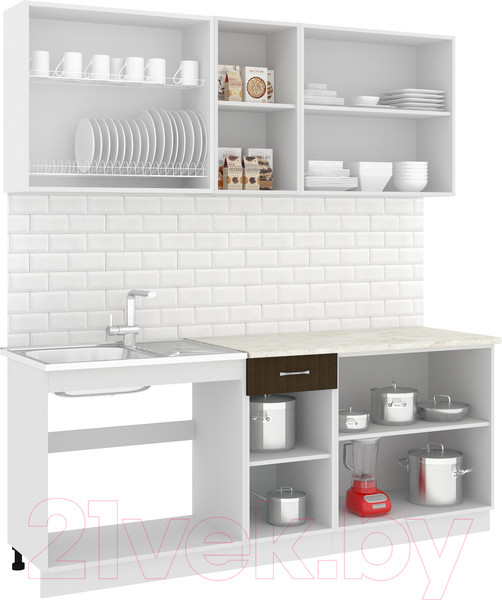 Изображение товара Кухонный гарнитур Кортекс-мебель Корнелия Лира-лайт 2.0м (дуб сонома/венге/королевский опал)