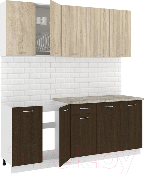 Изображение товара Кухонный гарнитур Кортекс-мебель Корнелия Лира-лайт 2.0м (дуб сонома/венге/марсель)
