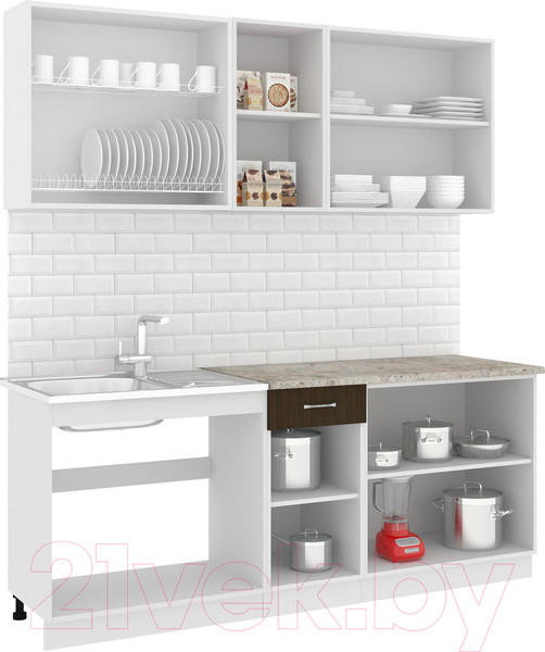 Изображение товара Кухонный гарнитур Кортекс-мебель Корнелия Лира-лайт 2.0м (дуб сонома/венге/марсель)