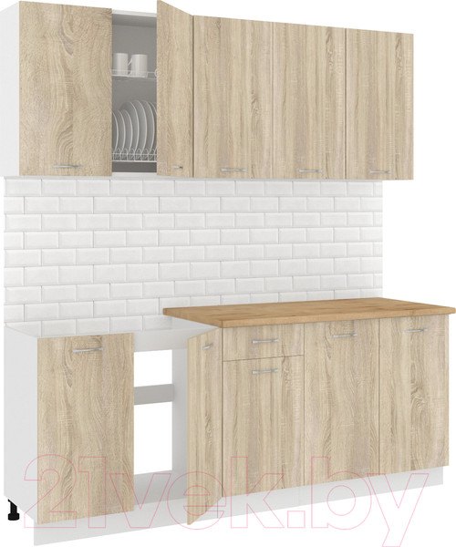 Изображение товара Кухонный гарнитур Кортекс-мебель Корнелия Лира-лайт 2.0м (дуб сонома/дуб бунратти)