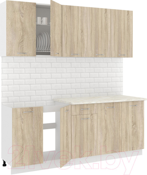 Изображение товара Кухонный гарнитур Кортекс-мебель Корнелия Лира-лайт 2.0м (дуб сонома/королевский опал)