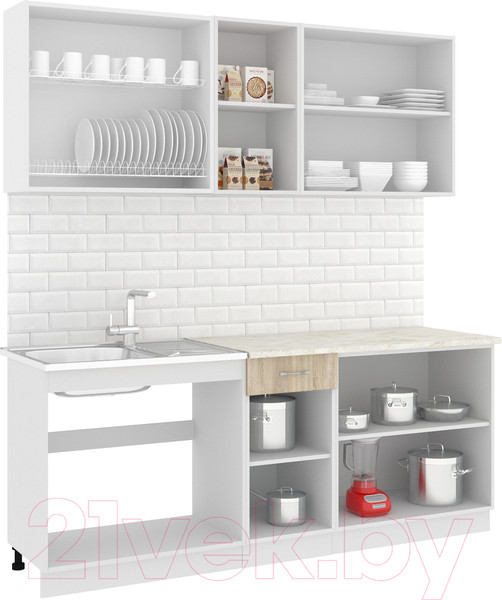 Изображение товара Кухонный гарнитур Кортекс-мебель Корнелия Лира-лайт 2.0м (дуб сонома/королевский опал)