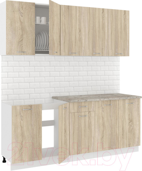 Изображение товара Кухонный гарнитур Кортекс-мебель Корнелия Лира-лайт 2.0м (дуб сонома/марсель)