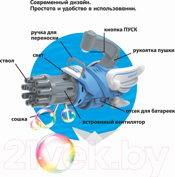 Изображение товара Набор мыльных пузырей Bondibon Наше Лето. Пистолет для мыльных пузырей / ВВ5423-А (голубой)