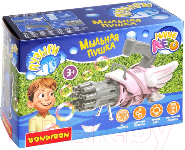 Изображение товара Набор мыльных пузырей Bondibon Наше Лето. Пистолет для мыльных пузырей / ВВ5423-А (голубой)