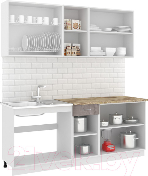Изображение товара Кухонный гарнитур Кортекс-мебель Корнелия Лира-лайт 2.0м (капучино/оникс/мадрид)