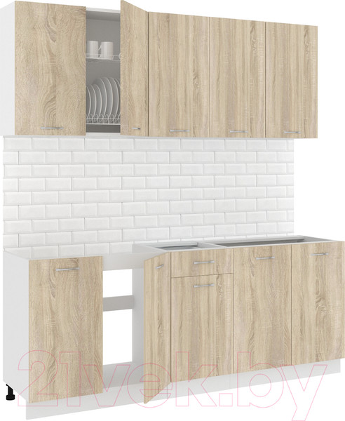 Изображение товара Кухонный гарнитур Кортекс-мебель Корнелия Лира-лайт 2.0м без столешницы (дуб сонома)
