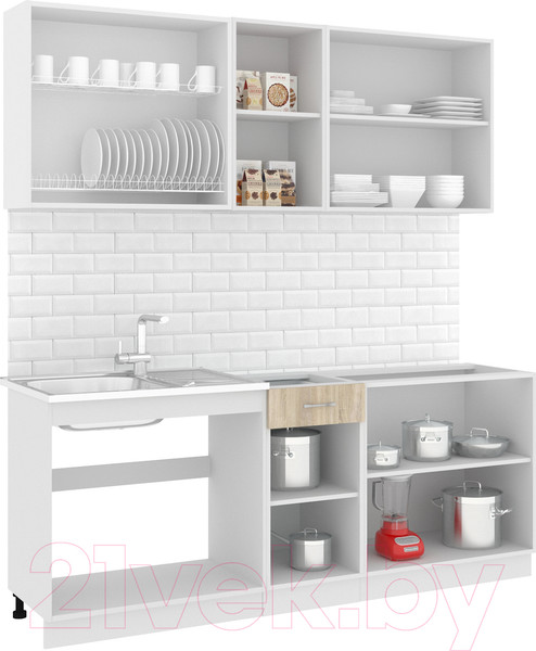 Изображение товара Кухонный гарнитур Кортекс-мебель Корнелия Лира-лайт 2.0м без столешницы (дуб сонома)