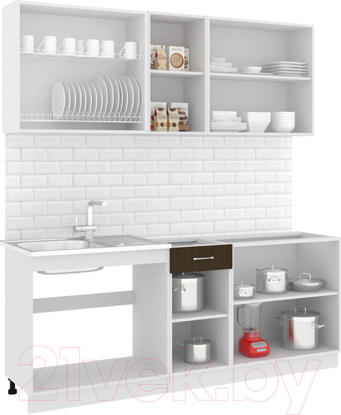 Изображение товара Кухонный гарнитур Кортекс-мебель Корнелия Лира-лайт 2.0м без столешницы (дуб сонома/венге)