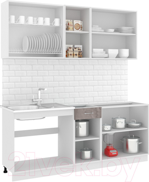 Изображение товара Кухонный гарнитур Кортекс-мебель Корнелия Лира-лайт 2.0м без столешницы (капучино/оникс)