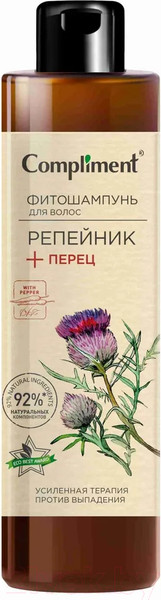 Изображение товара Шампунь для волос Compliment Фито Репейник+Перец  (400мл)