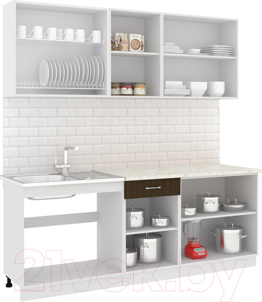 Изображение товара Кухонный гарнитур Кортекс-мебель Корнелия Лира-лайт 2.1м (дуб сонома/венге/королевский опал)