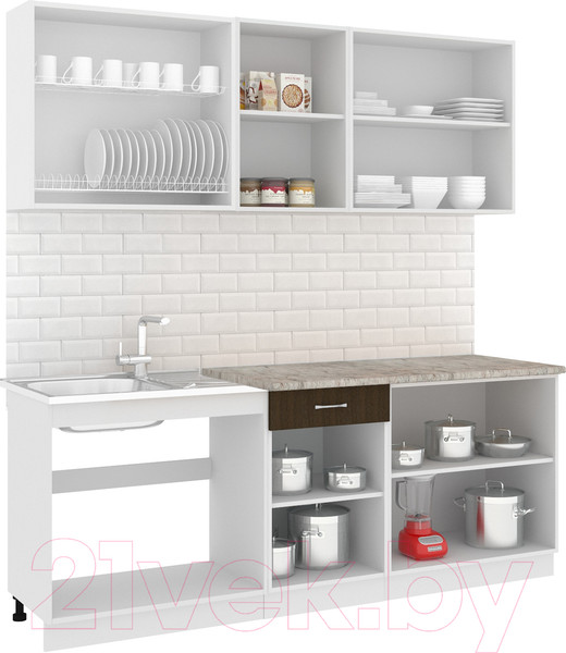 Изображение товара Кухонный гарнитур Кортекс-мебель Корнелия Лира-лайт 2.1м (дуб сонома/венге/марсель)