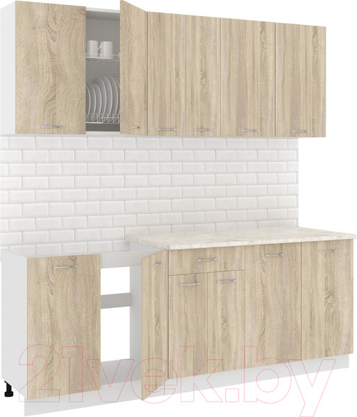 Изображение товара Кухонный гарнитур Кортекс-мебель Корнелия Лира-лайт 2.1м (дуб сонома/королевский опал)