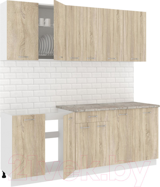 Изображение товара Кухонный гарнитур Кортекс-мебель Корнелия Лира-лайт 2.1м (дуб сонома/марсель)