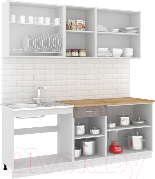 Изображение товара Кухонный гарнитур Кортекс-мебель Корнелия Лира-лайт 2.1м (капучино/оникс/дуб бунратти)