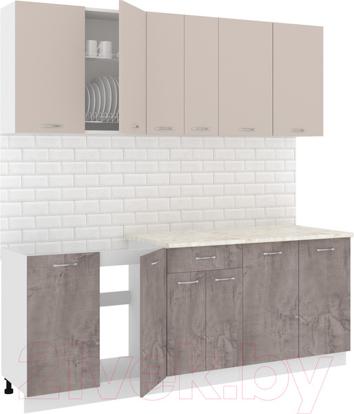 Изображение товара Кухонный гарнитур Кортекс-мебель Корнелия Лира-лайт 2.1м (капучино/оникс/королевский опал)