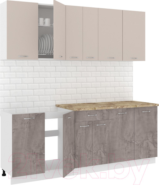 Изображение товара Кухонный гарнитур Кортекс-мебель Корнелия Лира-лайт 2.1м (капучино/оникс/мадрид)