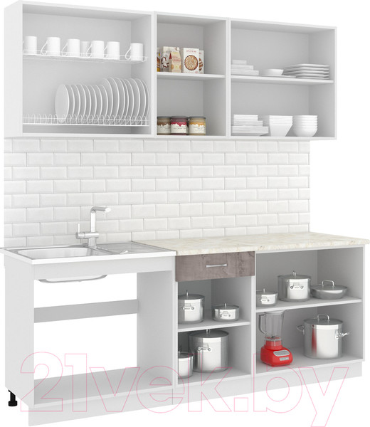 Изображение товара Кухонный гарнитур Кортекс-мебель Корнелия Лира-лайт 2.1м (сирень/оникс/королевский опал)